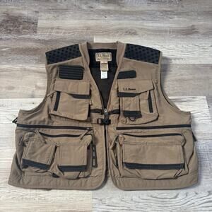 L.L. Bean Tan Utility Fishing Vest Multi Pocket Gorpcore Outdoor